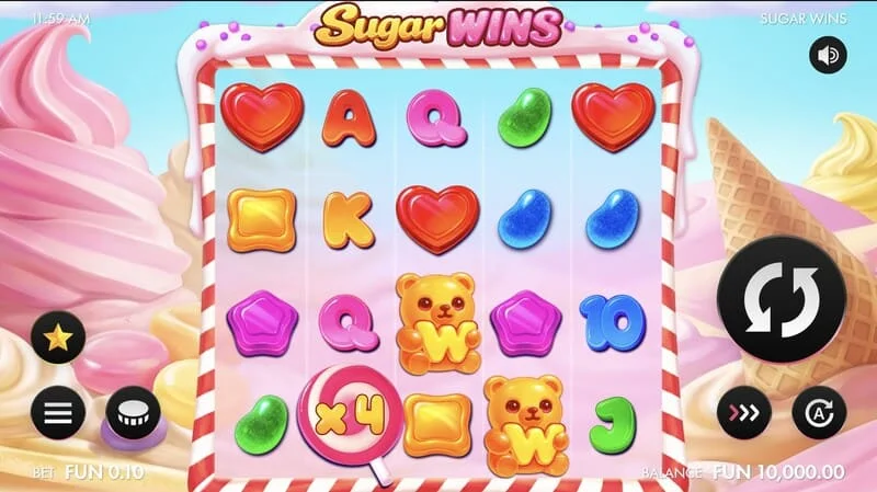 Sugar Wins - leikjaskjár með 5x4 hjólum